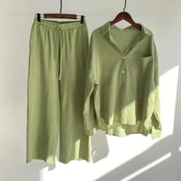 Women's Pure Cotton Crinkle Co-ord Set – Sage Green