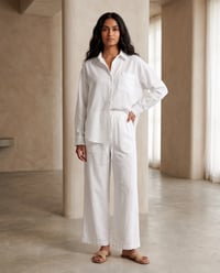 Women's Pure Cotton Crinkle Co-ord Set – Off-White