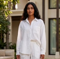 Women's Pure Cotton Crinkle Co-ord Set – Off-White