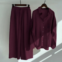 Women's Pure Cotton Crinkle Co-ord Set – Deep Wine