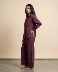 Women's Pure Cotton Crinkle Co-ord Set – Deep Wine