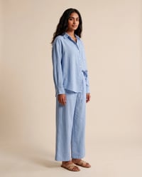 Women's Pure Cotton Crinkle Co-ord Set – Dusty Blue